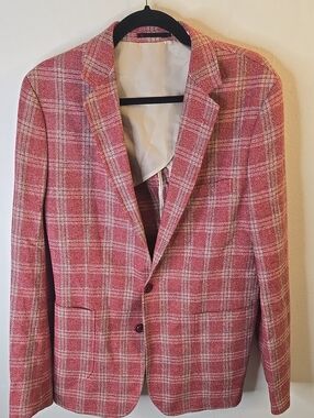 HP Red Plaid Men's Blazer Sport Coat